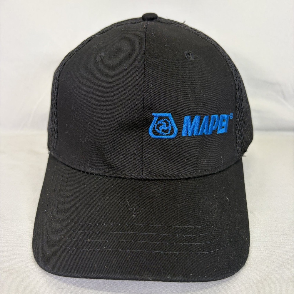 Mapei Baseball Hat Mesh Back Trucker Cap Mens OSFM Black Blue Logo